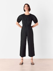 Whistles Black 100% Cotton Broderie Poplin Jumpsuit - Image 1 of 5
