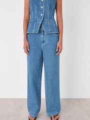 Whistles Blue Relaxed 100% Cotton Straight Leg Jeans - Image 1 of 5