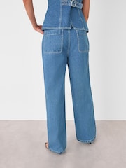 Whistles Blue Relaxed 100% Cotton Straight Leg Jeans - Image 2 of 5