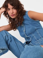 Whistles Blue Relaxed 100% Cotton Straight Leg Jeans - Image 4 of 5