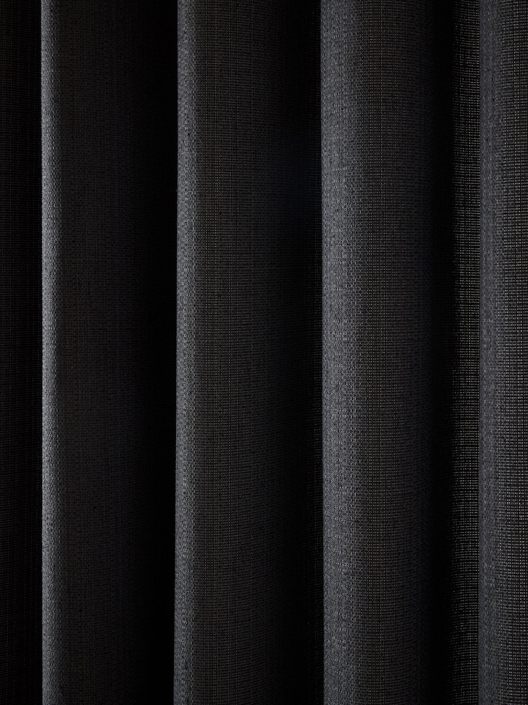 Charcoal Grey Textured Slub Blackout/Thermal Curtains - Image 6 of 6