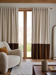 Loxley Chenille Panelled Multi Way Header Lined Curtains - 圖片 1/5