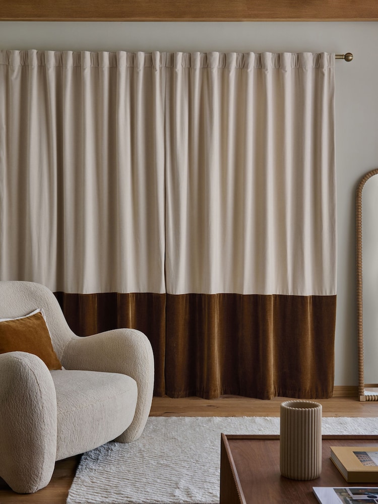 Loxley Chenille Panelled Multi Way Header Lined Curtains - 圖片 2/5