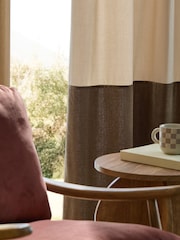 Ivory/Olive Loxley Chenille Panelled Multi Way Header Lined Curtains - Image 3 of 5