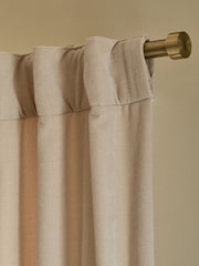 Ivory/Olive Loxley Chenille Panelled Multi Way Header Lined Curtains - Image 4 of 5