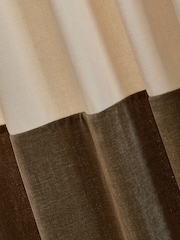 Ivory/Olive Loxley Chenille Panelled Multi Way Header Lined Curtains - Image 5 of 5