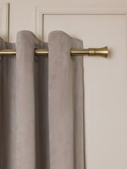 Natural Mink Matte Velvet Fringe Blackout/Thermal Eyelet Curtains - Image 4 of 5