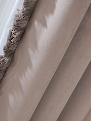 Natural Mink Matte Velvet Fringe Blackout/Thermal Eyelet Curtains - Image 5 of 5