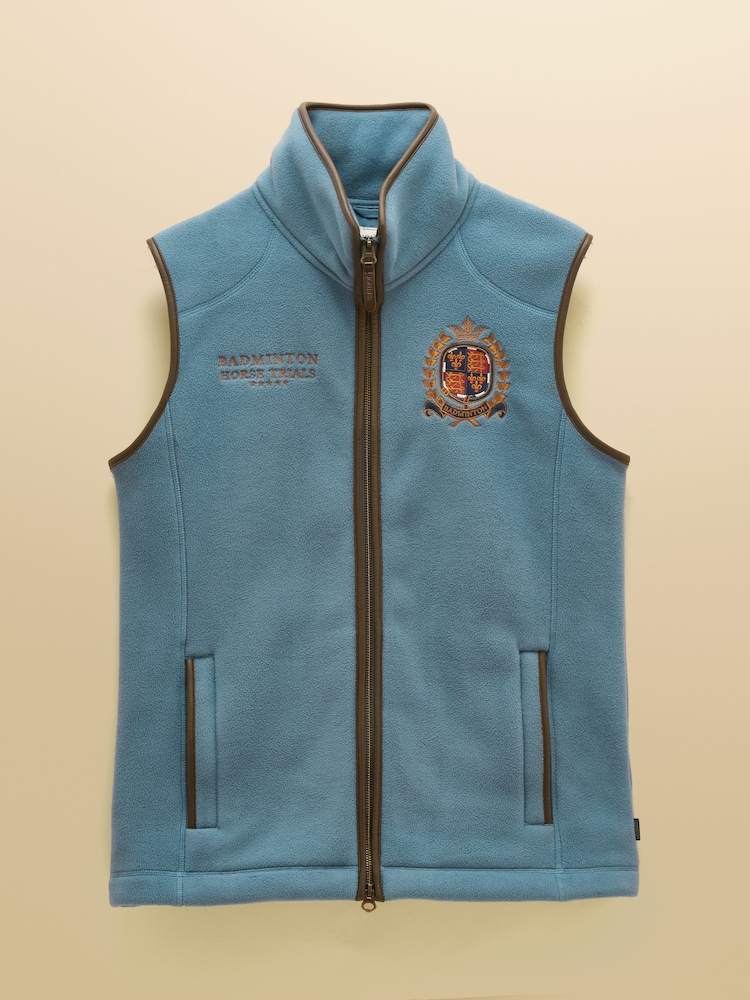 Blau - Joules Official Badminton Heritage Fleece Gilet - Bild 13 von 13