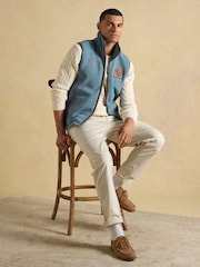 Blau - Joules Official Badminton Heritage Fleece Gilet - Bild 6 von 13