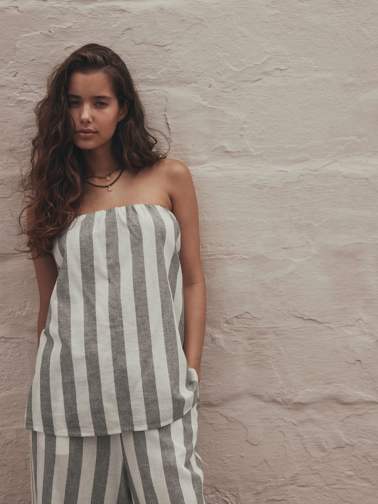 Khaki/White Stripe Shell Top - Image 1 of 7