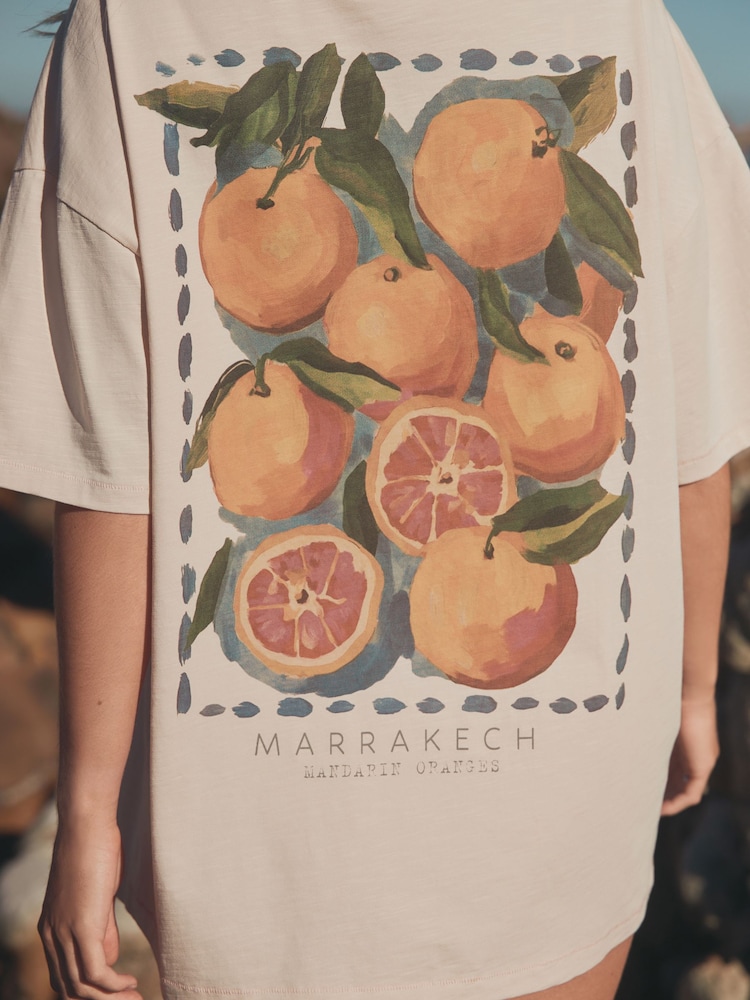 Orange Graphic Print Beach T-Shirt - Image 5 of 5 Orange Graphic Print Beach T-Shirt - Image 5 of 5