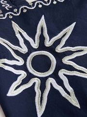 Navy Blue/White Embroidered Sun Wide Strap Top - Image 7 of 8