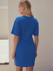 Cobalt Blue Tie Waist Mini T-Shirt Dress - Image 3 of 7
