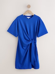 Cobalt Blue Tie Waist Mini T-Shirt Dress - Image 5 of 7