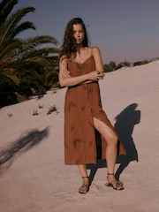 Rostbraun - Durchgeknöpftes Midikleid - Bild 1 von 9