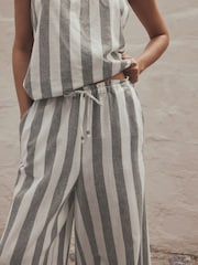 Khaki/White High Waist Wide Leg Trousers - Image 4 of 7