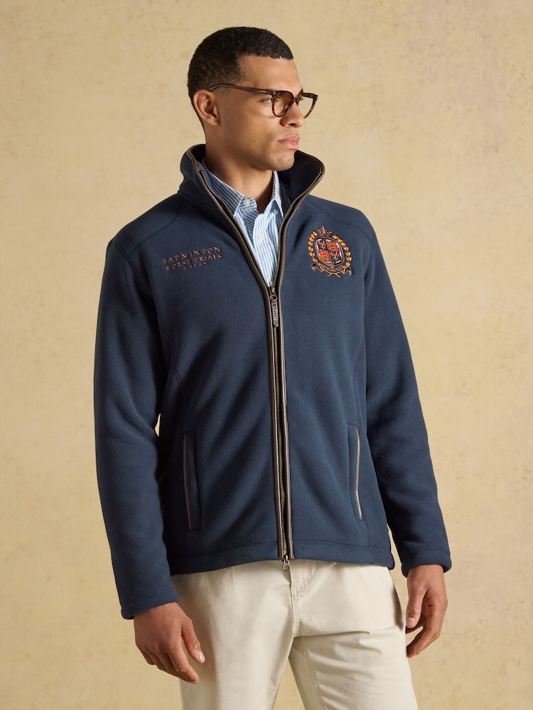 Joules Official Badminton Navy Heritage Zip Up Fleece - Image 1 of 12