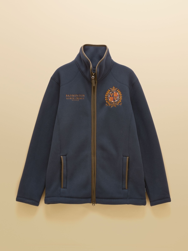 Joules Official Badminton Navy Heritage Zip Up Fleece - Image 12 of 12