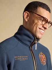 Joules Official Badminton Navy Heritage Zip Up Fleece - Image 4 of 12