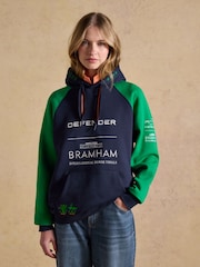 Joules Official Bramham Green/Navy Colourblock Hoodie - Image 1 of 9