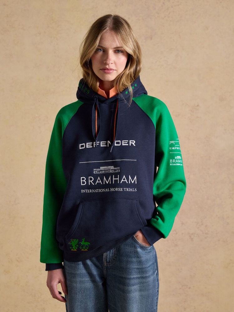 Joules Official Bramham Green/Navy Colourblock Hoodie - Image 1 of 9