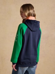 Joules Official Bramham Green/Navy Colourblock Hoodie - Image 2 of 9