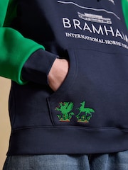 Joules Official Bramham Green/Navy Colourblock Hoodie - Image 5 of 9