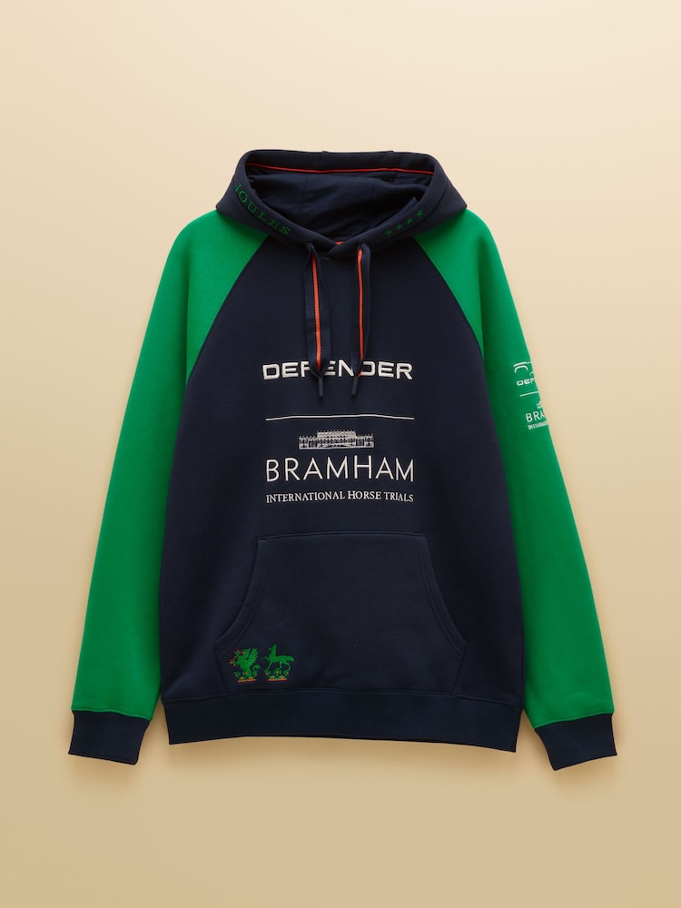 Joules Official Bramham Green/Navy Colourblock Hoodie - Image 9 of 9