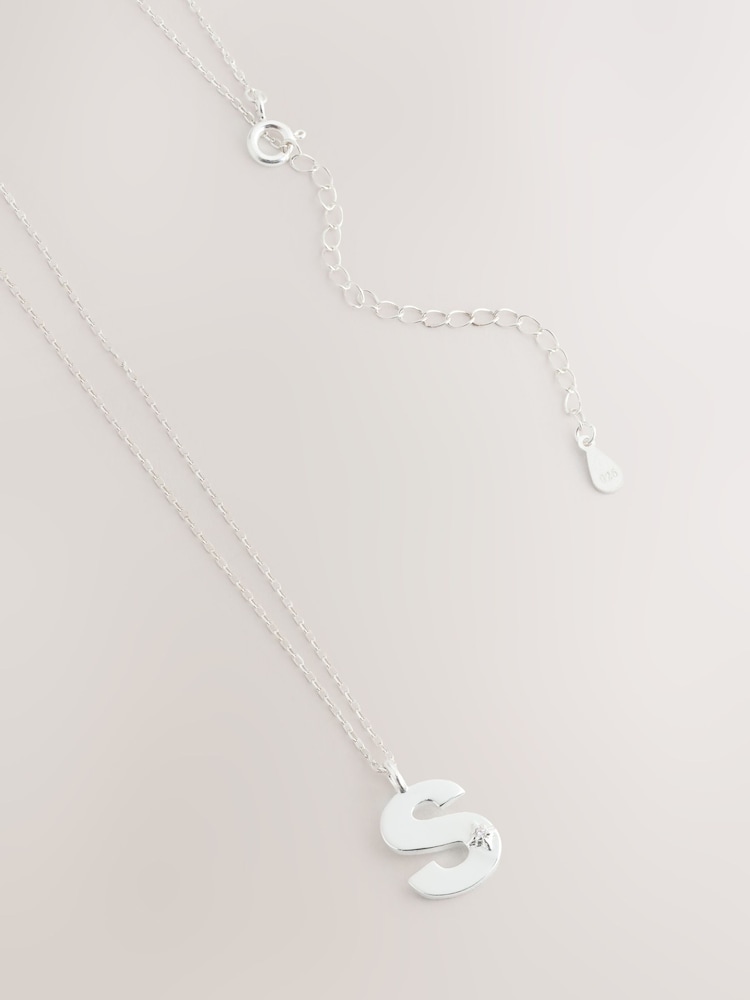 Silver Tone Sterling Initial Necklace - Image 12 of 12