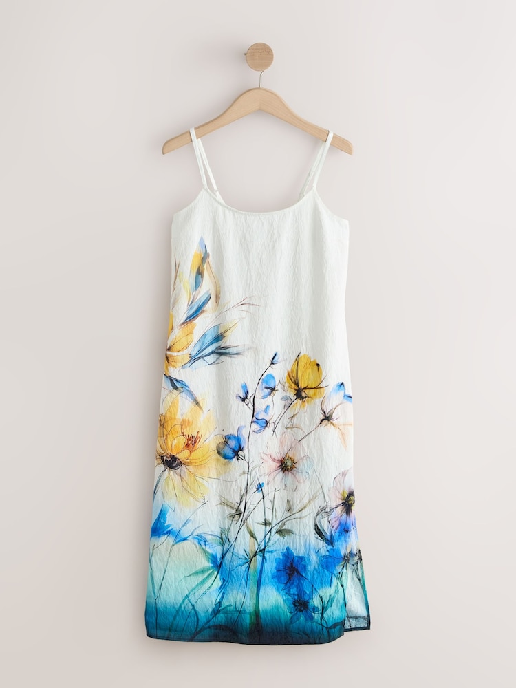 blue and white dress next Buy White/Blue Floral Print Midi Slip Summer Dress from Next USA