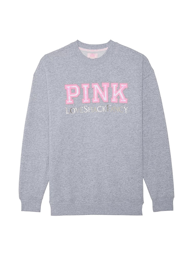 Victoria's Secret PINK Medium Heather Grey Oversized Fleece Sweatshirt - Image 1 of 1