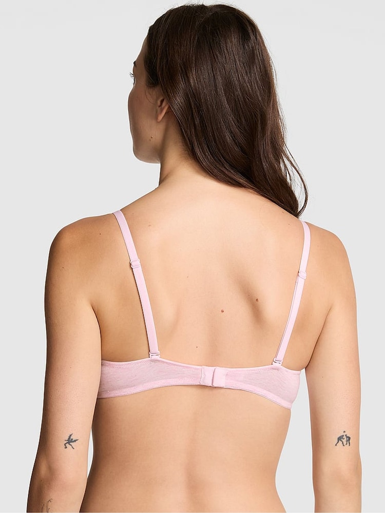 Victoria's Secret PINK Petal Pink Non Wired Lightly Lined Cotton Heather Lace Trim Bra - Image 2 of 2 Victoria's Secret PINK Petal Pink Non Wired Lightly Lined Cotton Heather Lace Trim Bra - Image 2 of 2