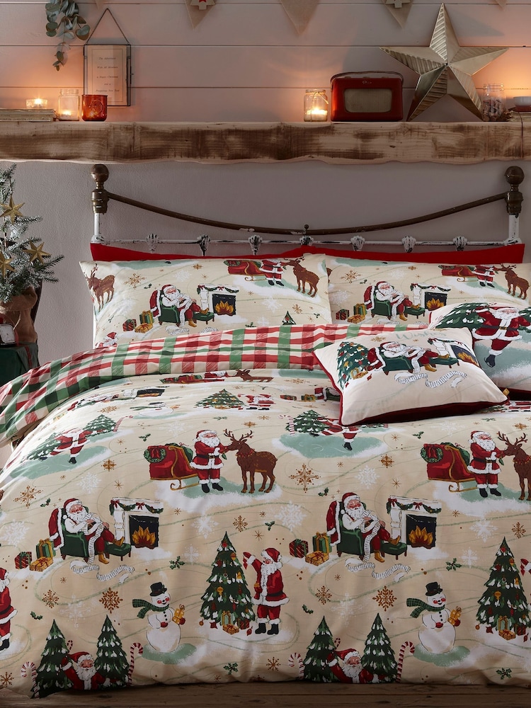 Furn Multicolour Jolly Santa Christmas Duvet Cover Set - Image 1 of 4 Furn Multicolour Jolly Santa Christmas Duvet Cover Set - Image 1 of 4