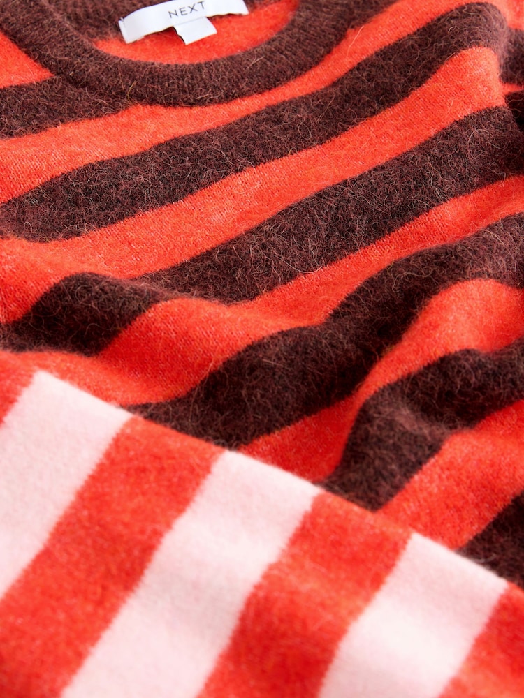 Multi Red/Blue Stripe Wool Blend Crew Neck Jumper - Image 3 of 3 Multi Red/Blue Stripe Wool Blend Crew Neck Jumper - Image 3 of 3