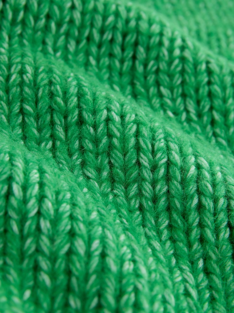 Green/Pink Heart Chunky Knit Stand Neck Jumper With Wool - Image 3 of 3 Green/Pink Heart Chunky Knit Stand Neck Jumper With Wool - Image 3 of 3