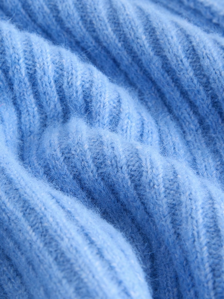 Blue Wool Blend Chunky Rib Crew Neck Jumper - Image 2 of 3 Blue Wool Blend Chunky Rib Crew Neck Jumper - Image 2 of 3