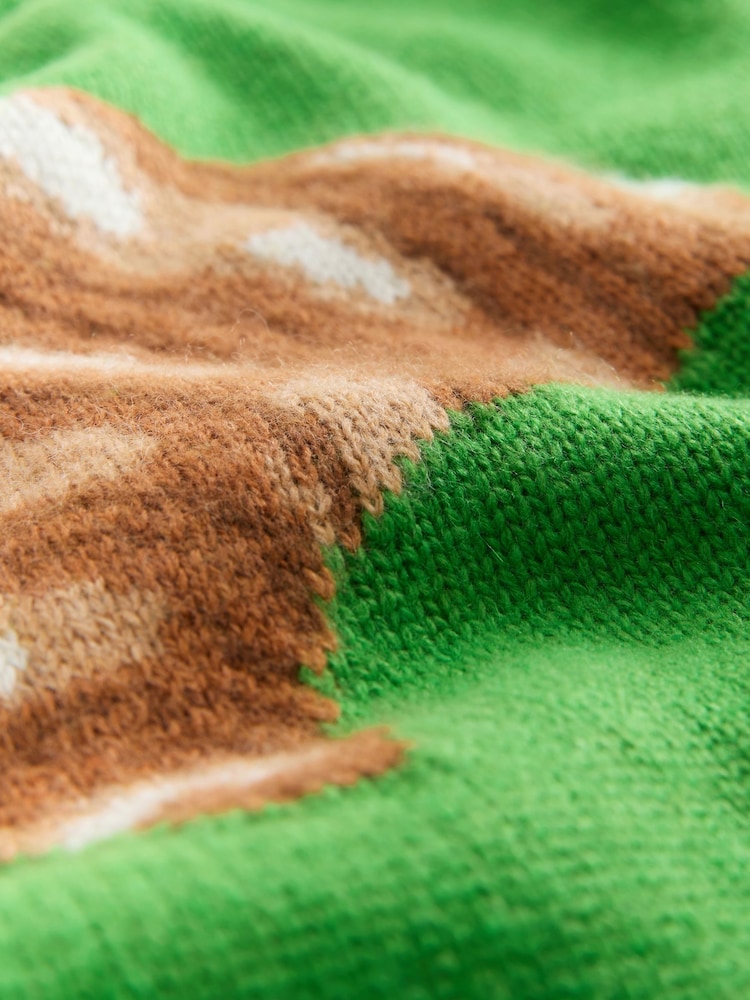 Green Croissant Graphic Wool Blend Crew Neck Jumper - Image 2 of 3