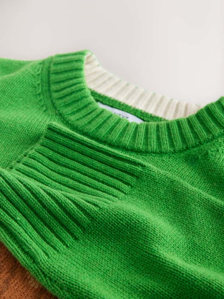 Green Croissant Graphic Wool Blend Crew Neck Jumper - Image 3 of 3
