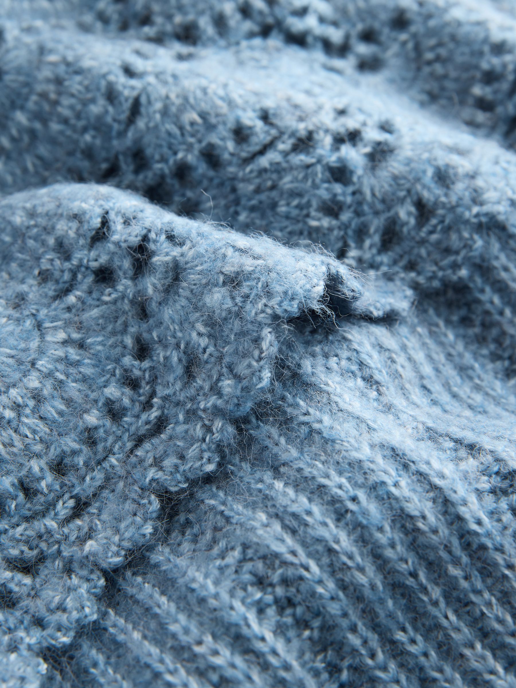 Buy Chambray Blue Ribbed Knit Jumper With Crochet Sailor Collar