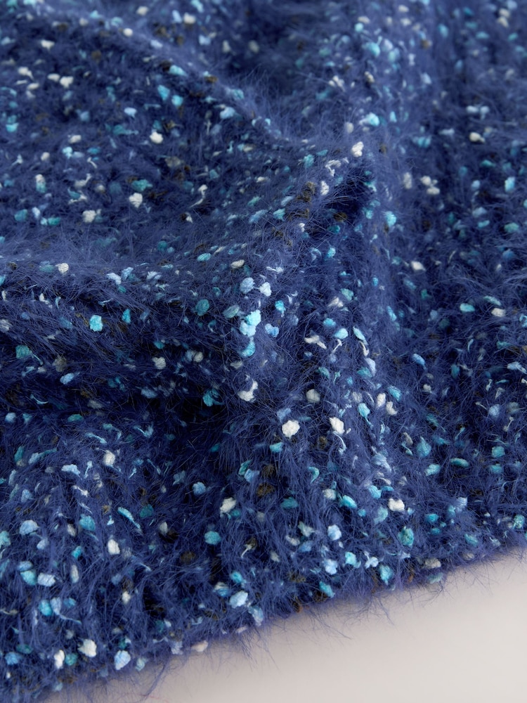 Navy Blue Neppy Fuzzy Texture V-Neck Knitted Jumper - Image 8 of 8 Navy Blue Neppy Fuzzy Texture V-Neck Knitted Jumper - Image 8 of 8