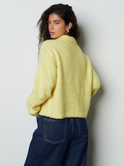 Jaune - Pull polo bouclé à manches longues - Image 4 de 8