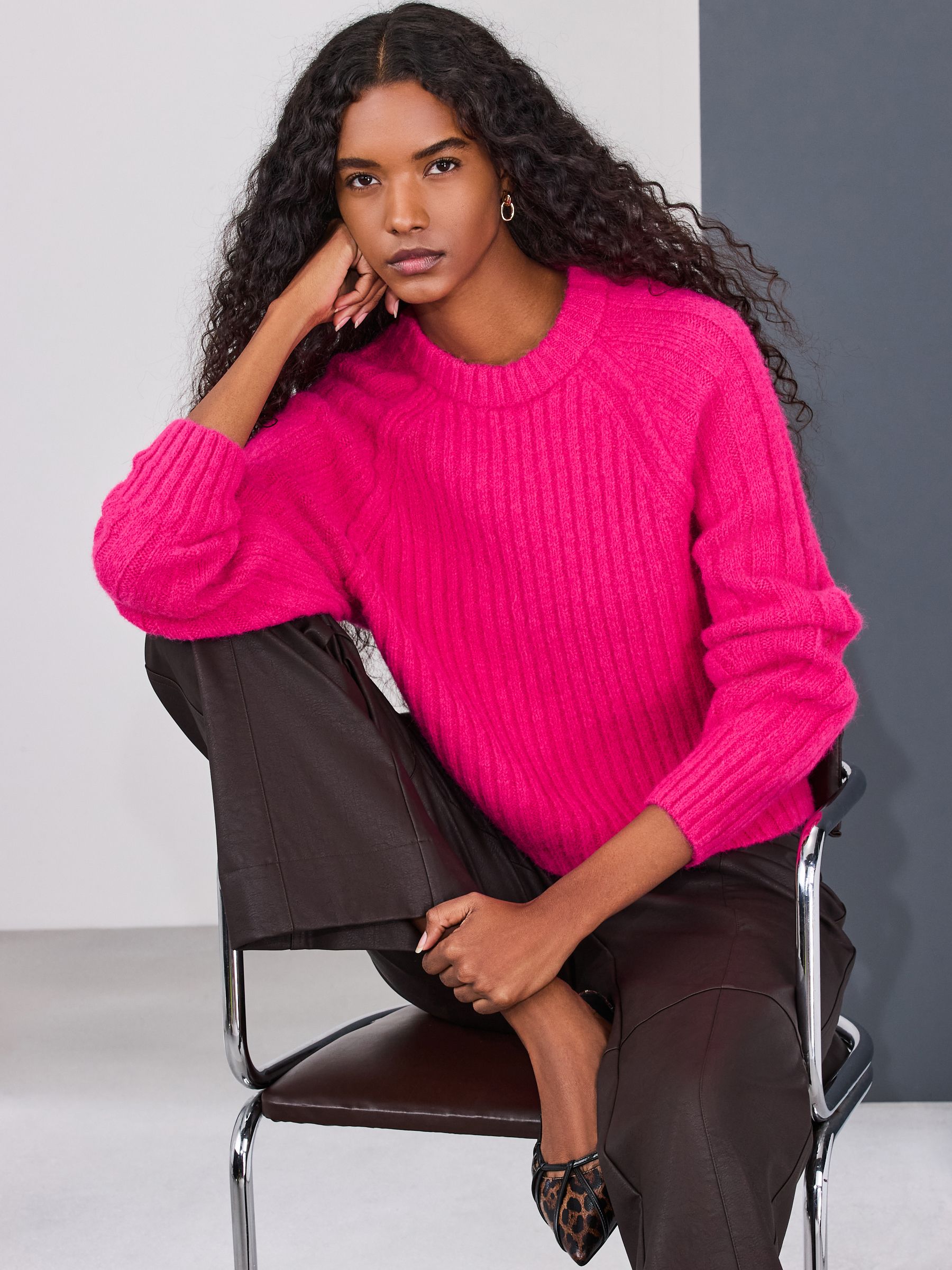 最終価格 jonnlynx British yarn pullover PINK Buy Bright Pink Wool Blend Chunky Rib Crew Neck Jumper from Next USA