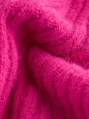 Bright Pink Wool Blend Chunky Rib Crew Neck Jumper - Image 6 of 7