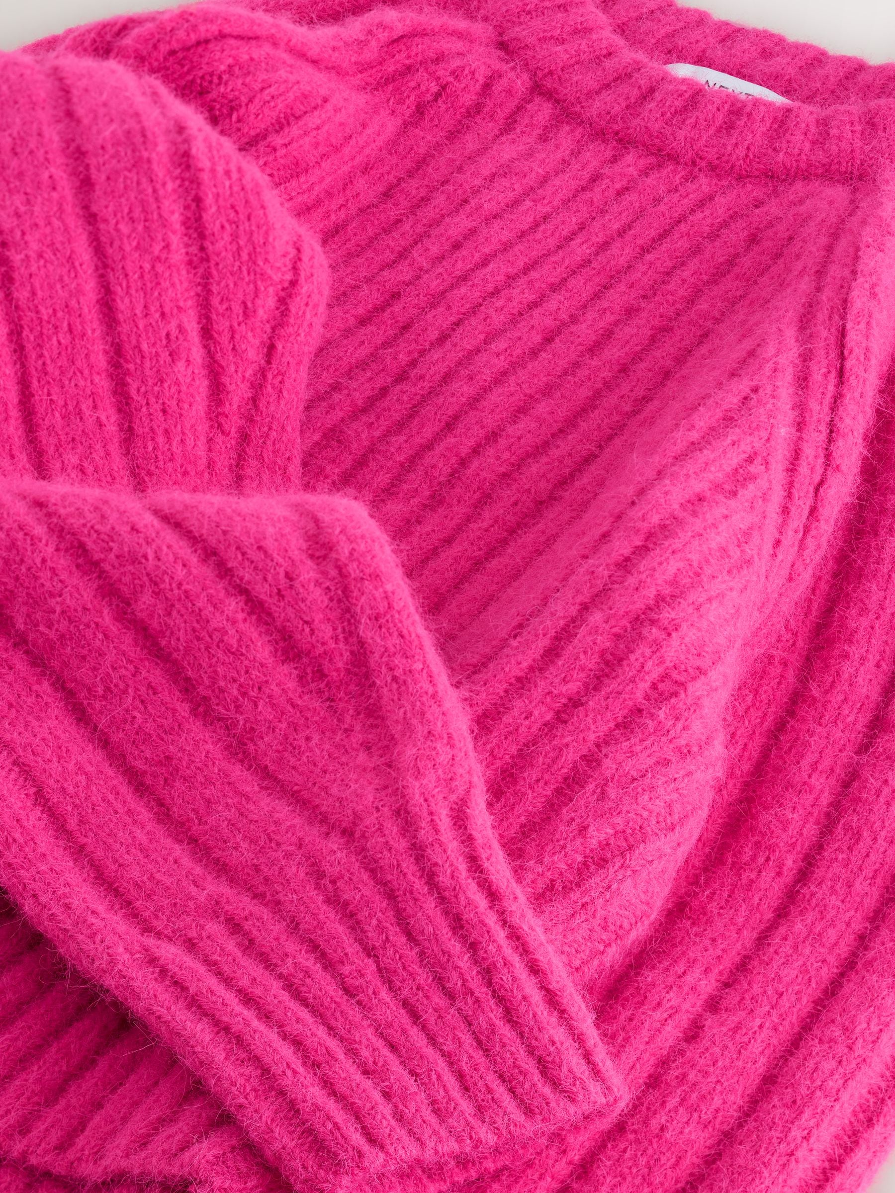 Buy Bright Pink Wool Blend Chunky Rib Crew Neck Jumper from Next USA