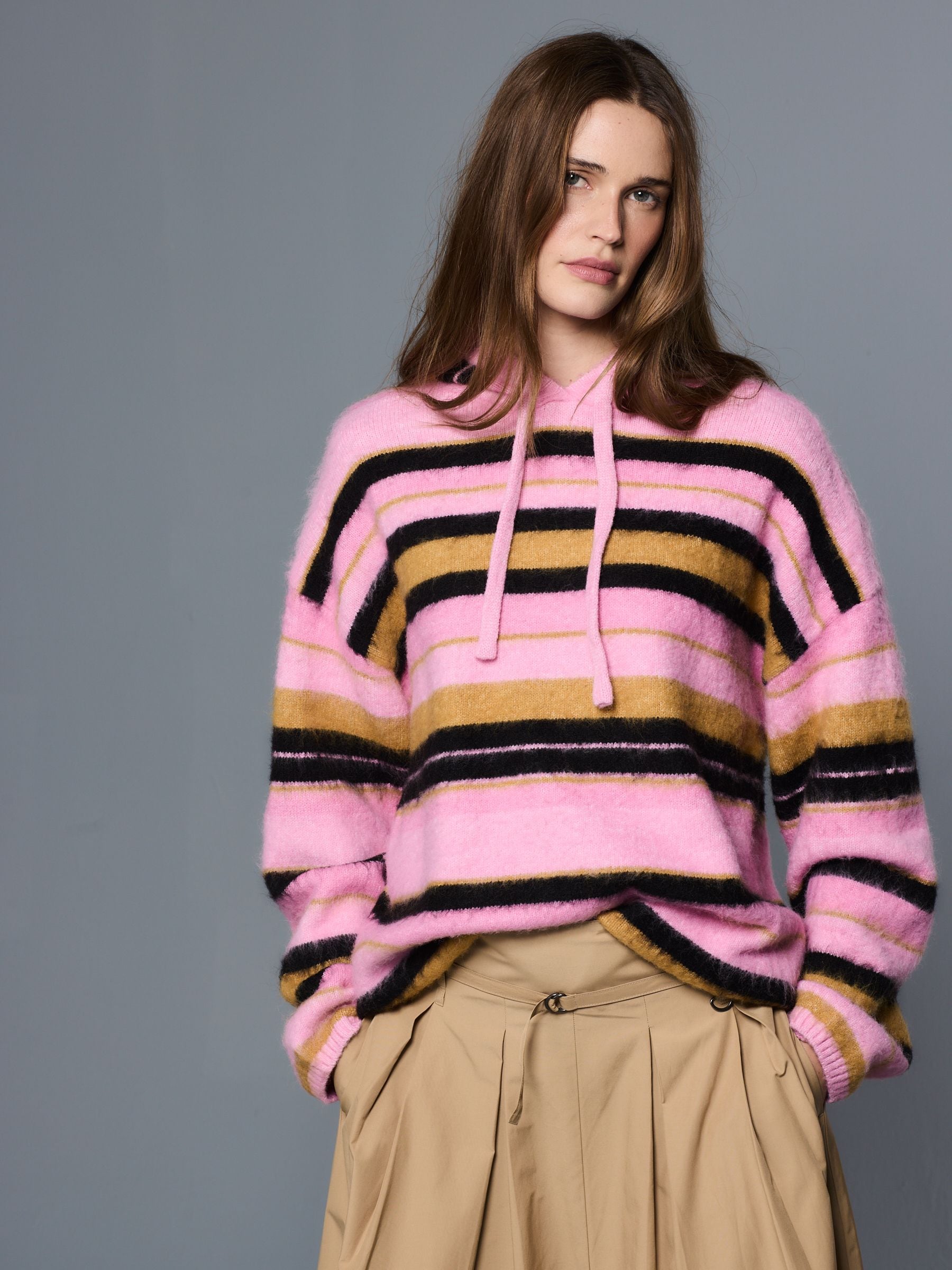 NKNIT ンニット　stripe knit towel hoodie NKKNIT stripe KNIT towel hoodie Order Navy Hooded Towels for