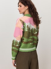 Multi Bright - Camper Scene Landscape Collar Cardigan - Bilde 4 av 9