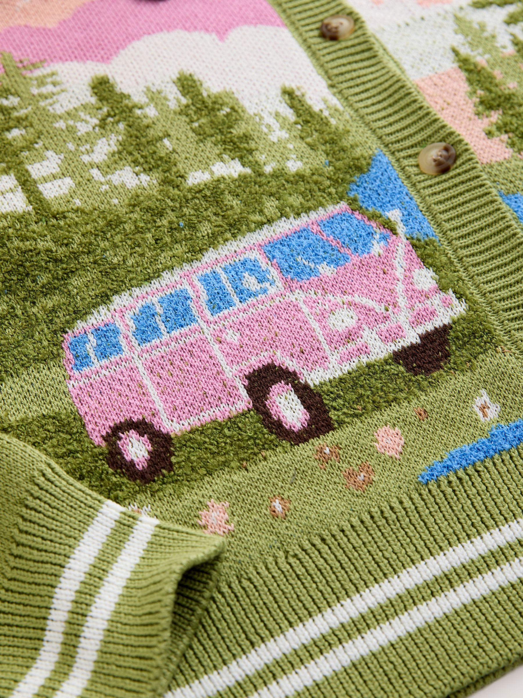 Buy Multi Bright Camper Scene Landscape Collar Cardigan from Next