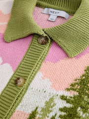 Multi Bright - Camper Scene Landscape Collar Cardigan - Bilde 9 av 9