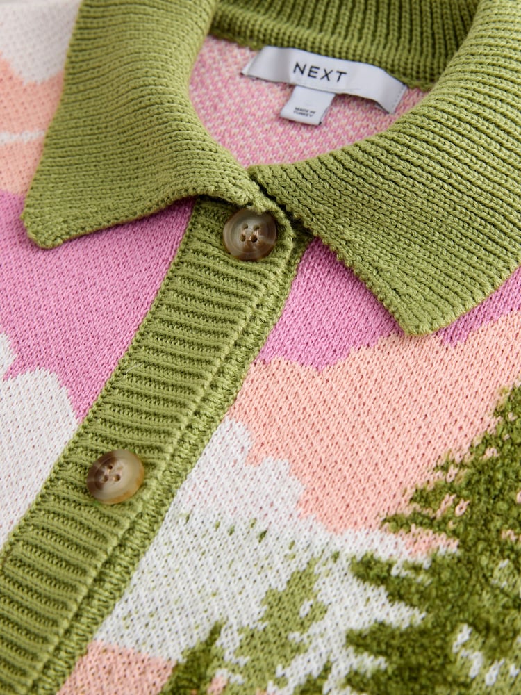 Multi Bright - Camper Scene Landscape Collar Cardigan - Bilde 9 av 9